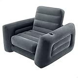 Intex 66551NP Pull-Out Chair, Entspannen, Armlehne, Platzsparend, PVC, RAYON, Schwarz, 117x224x66 cm, Dunkelgrau