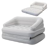 RAPTAVIS Aufblasbare Couch Sofa Bett Beflockte Luftmatratze Bett mit Armlehne Doppelgröße